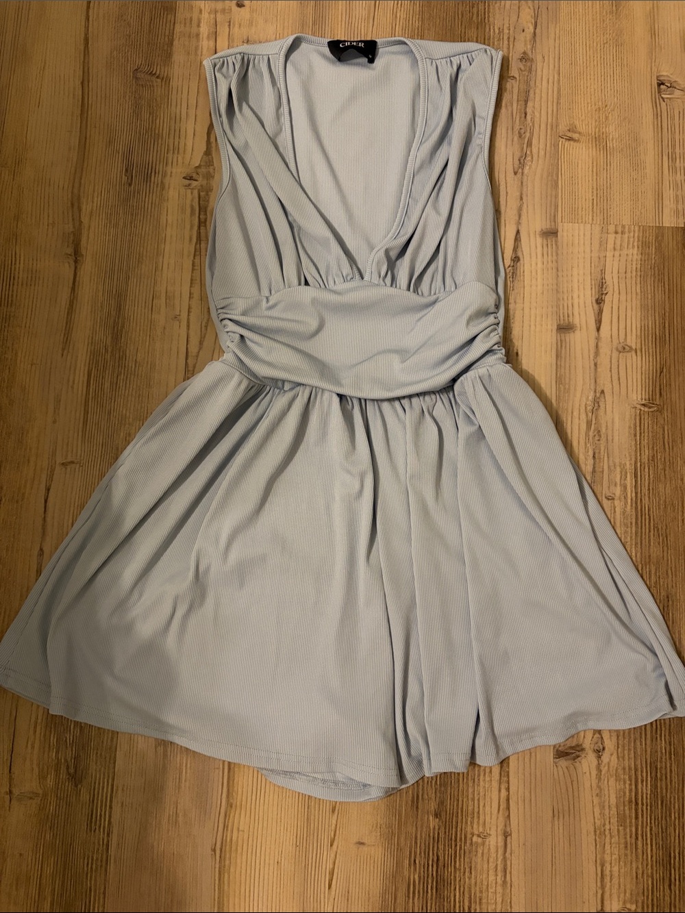 Cider Powder Blue Sleeveless V-Neck Romper